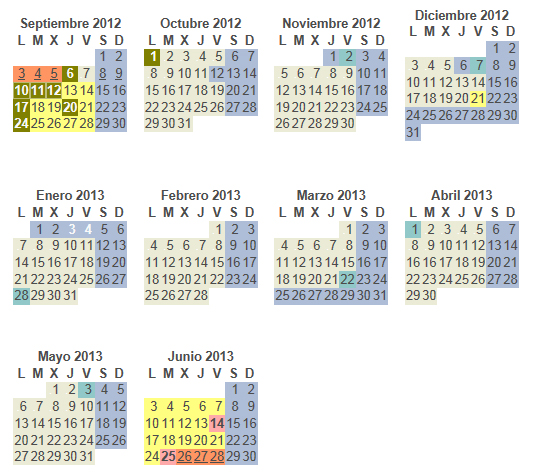 Calendario escolar 2012-2013