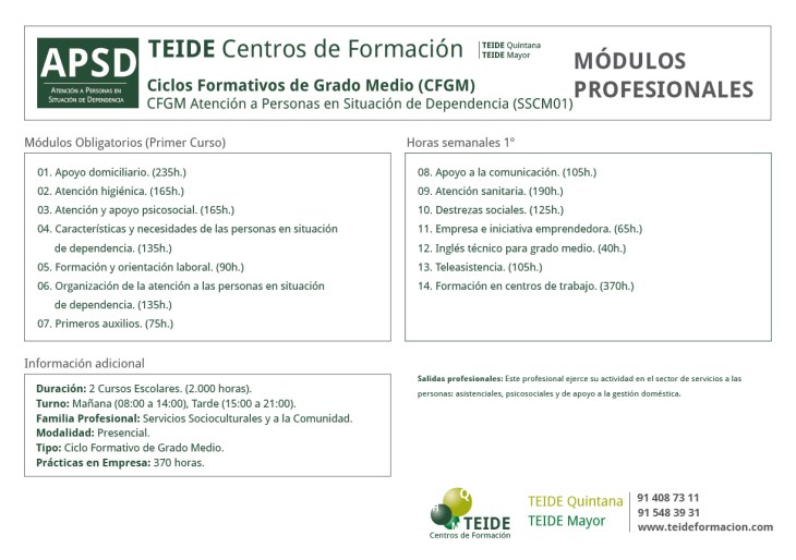 CFGM Atención a Personas en Situación de Dependencia TEIDE