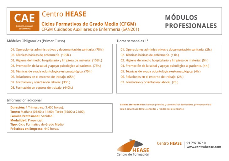 CFGM Cuidados Auxiliares de Enfermería HEASE
